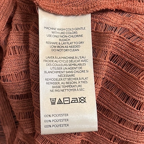 LN Anthropologie Long-Sleeve Sheer Striped Off Shoulder Cropped Top in Rose - S - Picture 15 of 16